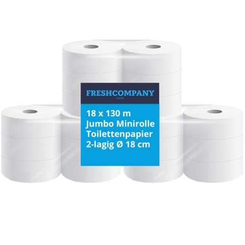 18 x130 m Jumbo Minirolle Toilettenpapier 2-lagig Ø 18 cm