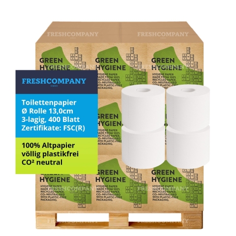 30 x 36 Green Hygiene® KORDULA Öko-Toilettenpapier Kleinrollen, 3-lagig, Recycling, 400 Blatt