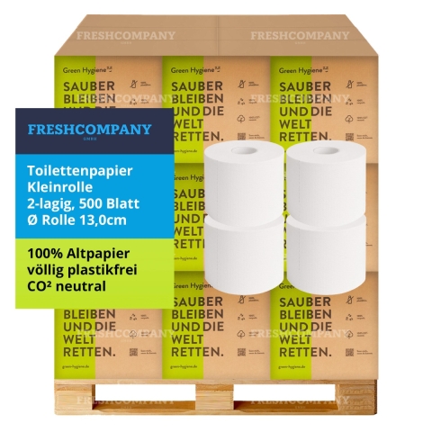 30 x 36 Green Hygiene® ROLF Öko-Toilettenpapier Kleinrollen, 2-lagig, Recycling, 500 Blatt
