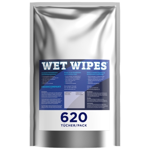 Set 6 x 620 Wet Wipes Desinfektionstücher + Kunststoffspender marmor
