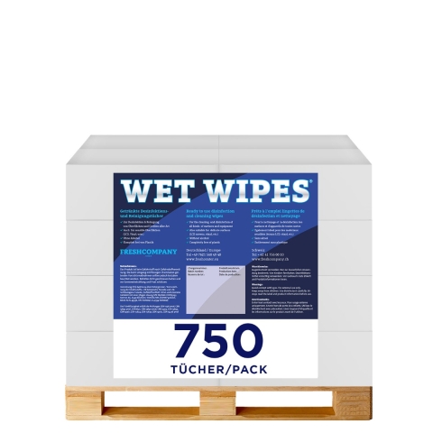 10 Karton 6 x Wet Wipes 750 alkoholfrei getränkte Desinfektionstücher für Flächen und Geräte